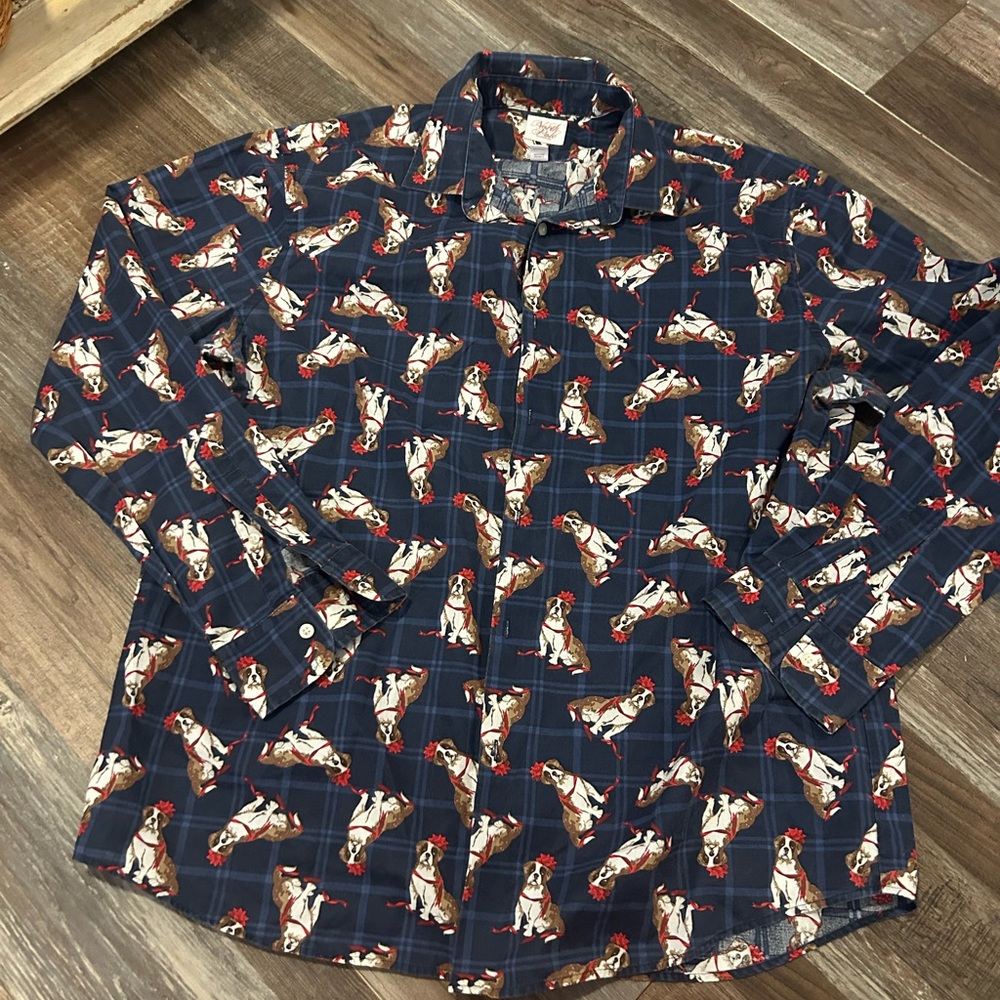 50%offw❤️ North Pole Trading Co Mens Christmas Novelty Dog Shirt Size XL Festive